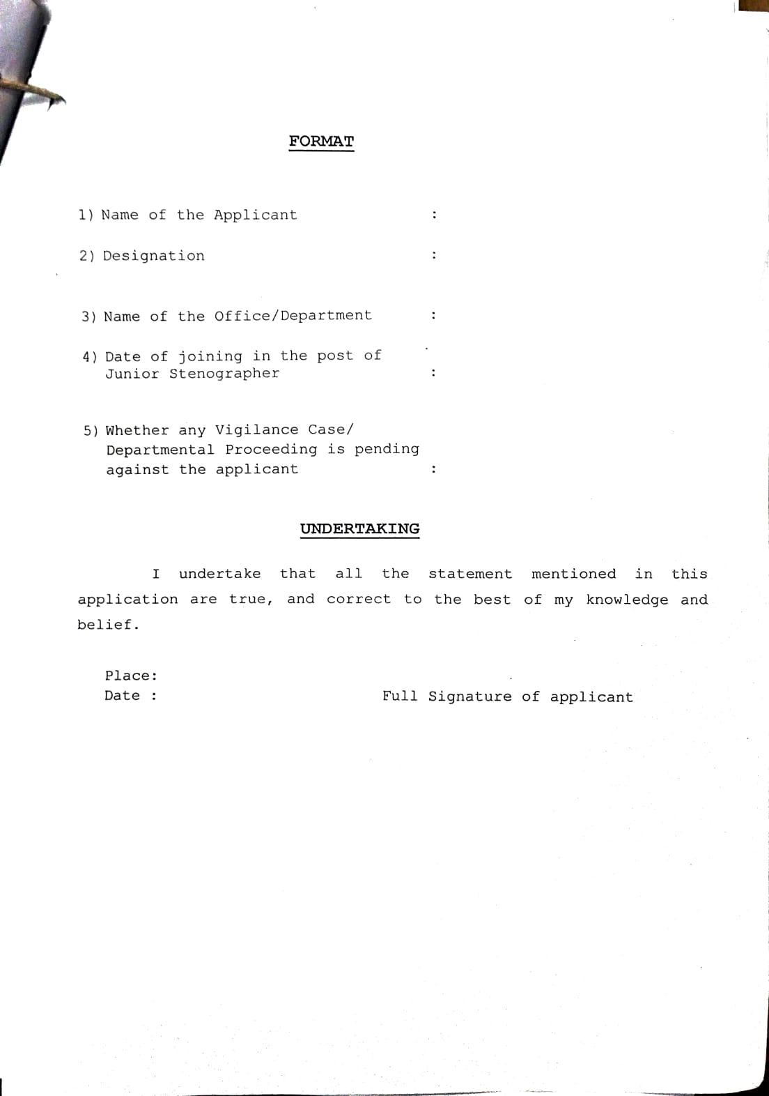 APPLICATION FORM